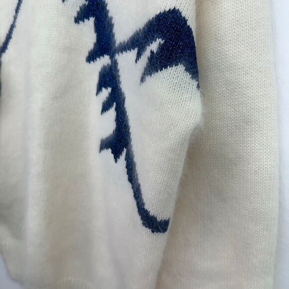 Jane Smith Aspen Women’s Wool Navy Blue Sparkle Mountain Novelty Turtleneck Swea - Picture 11 of 14